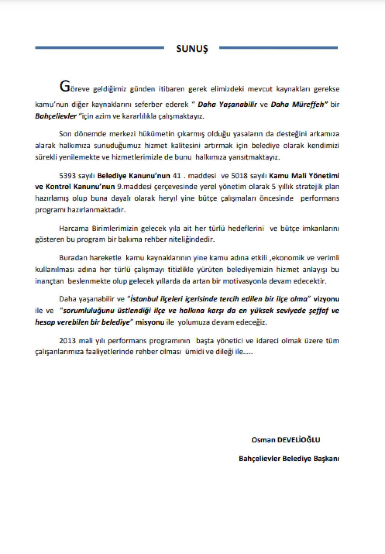 2013 Yılı Performans Programı