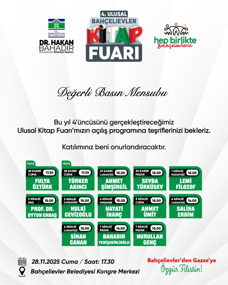 Bahçelievler 4. Ulusal Kitap Fuarı 28 Kasım'da Açılıyor